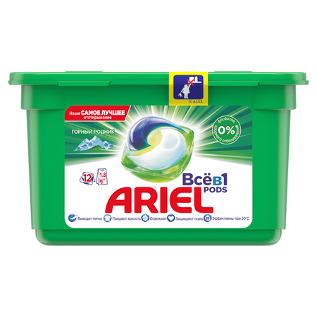 Капсулы для стирки белья Ariel Горный родник 12шт