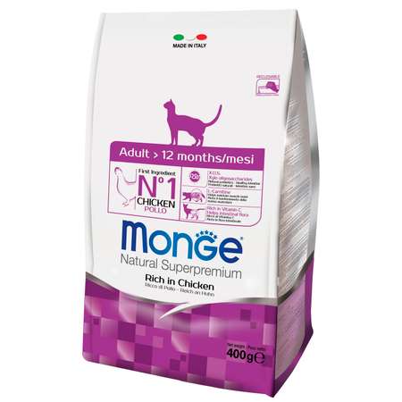 Корм сухой для кошек MONGE 400г курица взрослых