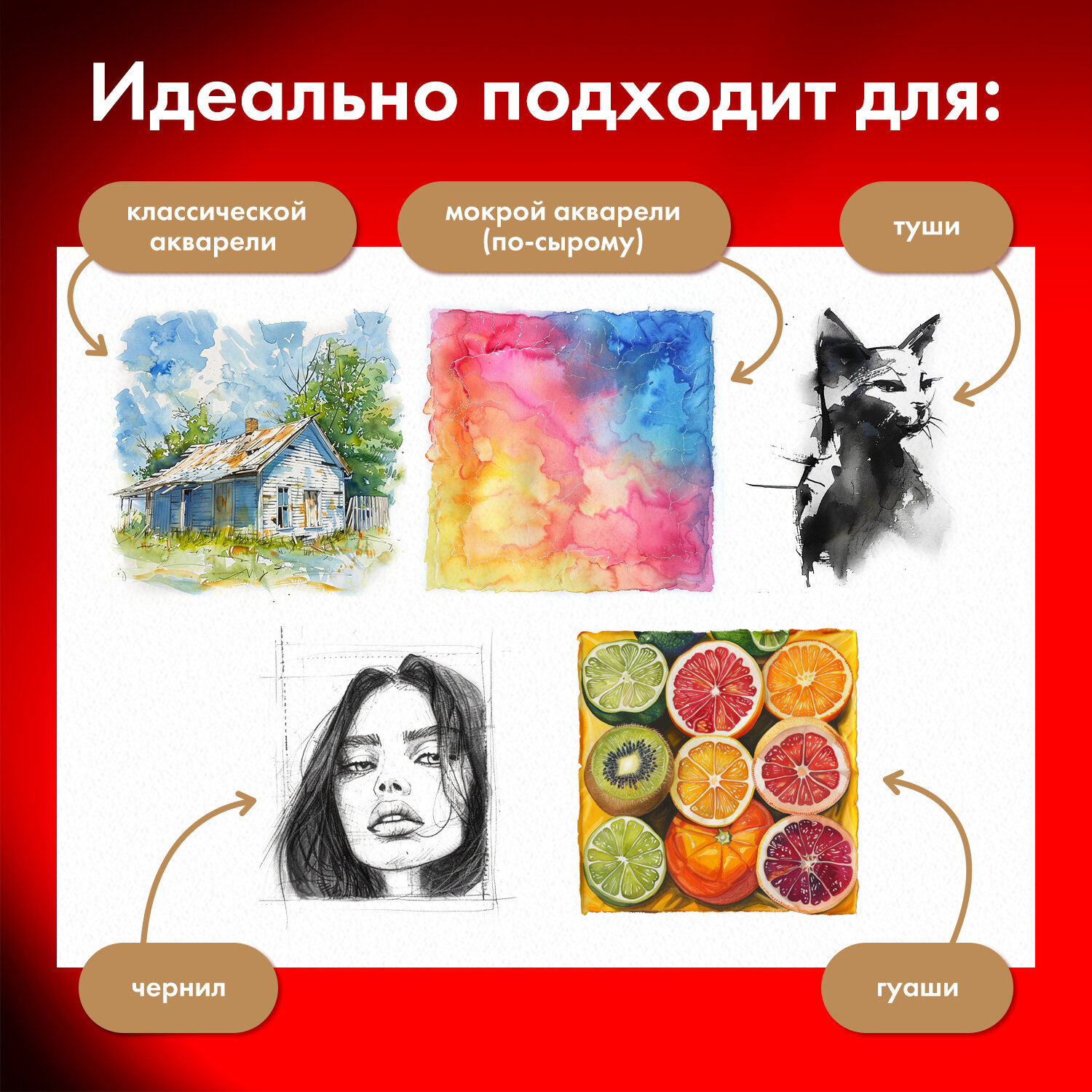 Художественная бумага Brauberg для акварели 10 лист. - фото 5