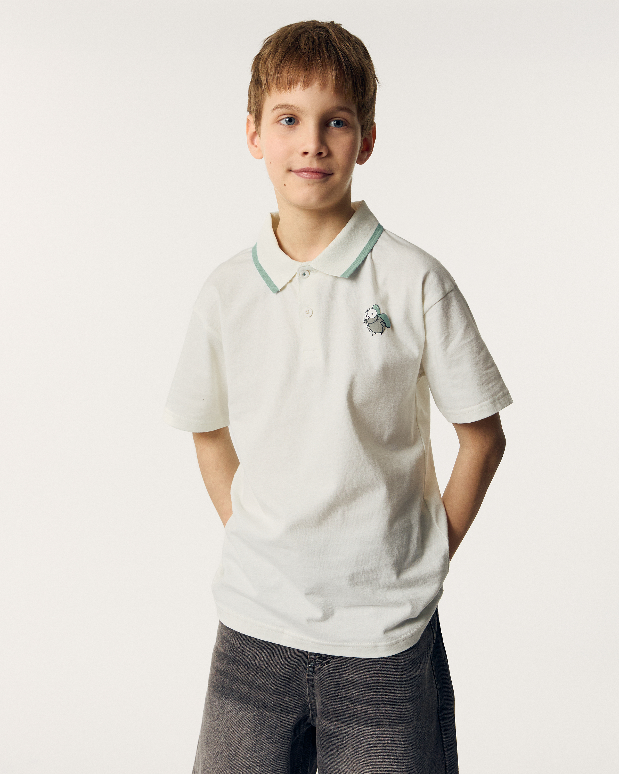 Изображение товара Поло Futurino Fashion 152, белое, хлопок, короткий рукав