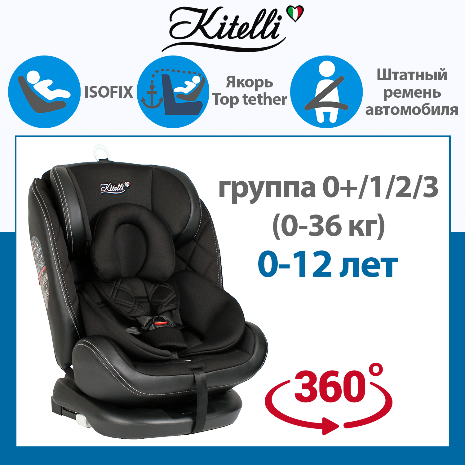 Автокресло Kitelli Stello Isofix 0+/1/2/3 (0-36 кг) - фото 1