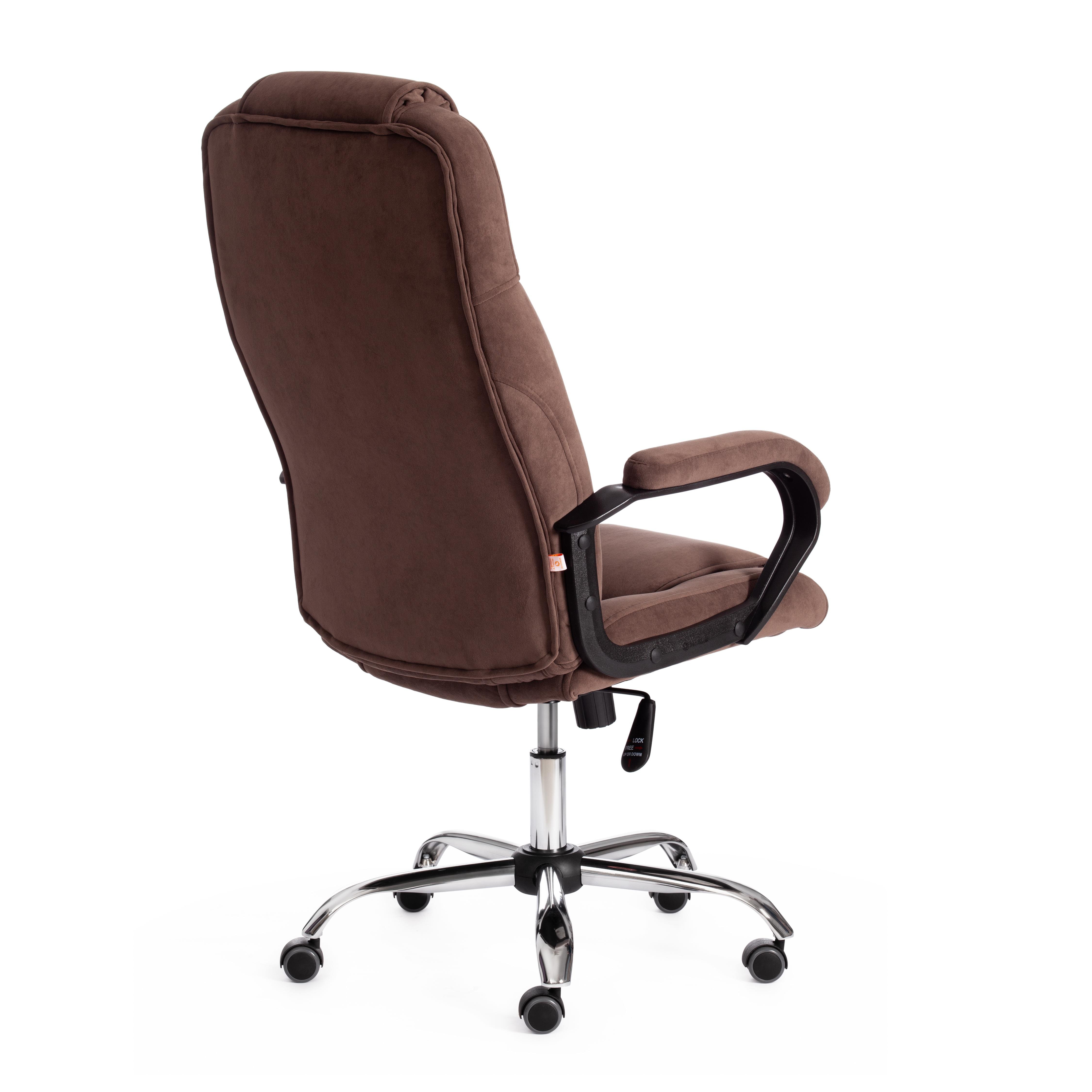 Компьютерное кресло TETCHAIR Бергамо хром флок коричневый - фото 4
