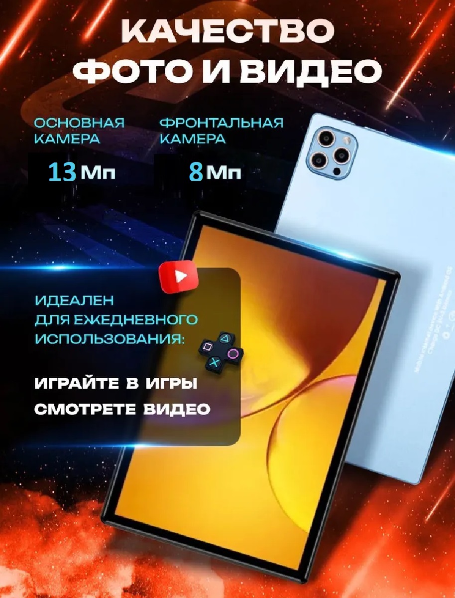 Планшет 10.1" 16 ГБ RAM/512 ГБ ROM CASTLELADY детский с клавиатурой и стилусом HD камера 8MP + 13MP - фото 4