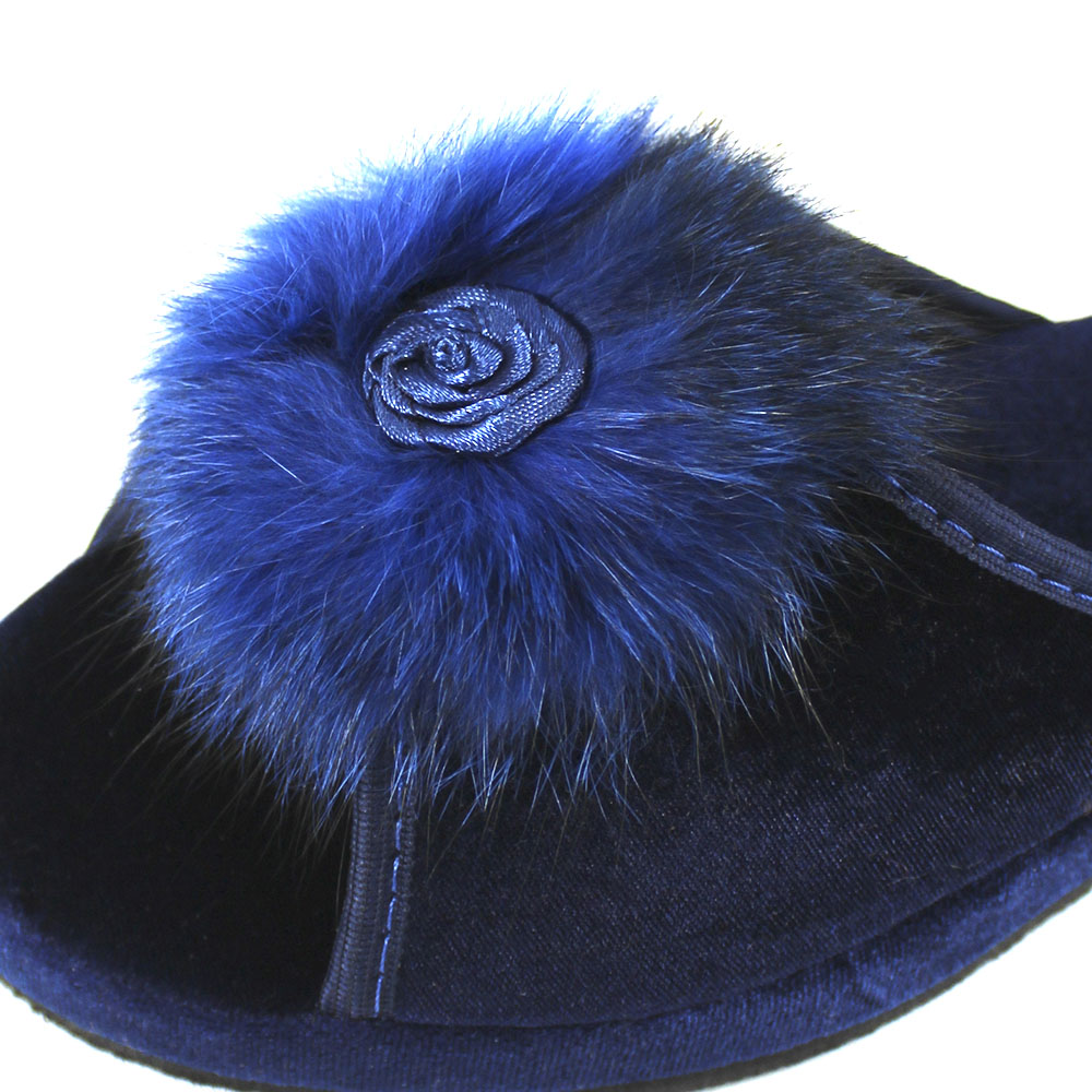 Тапочки Europen 1010/1пушок-СВ EUROPEN Тапочки домашние,синий - фото 4