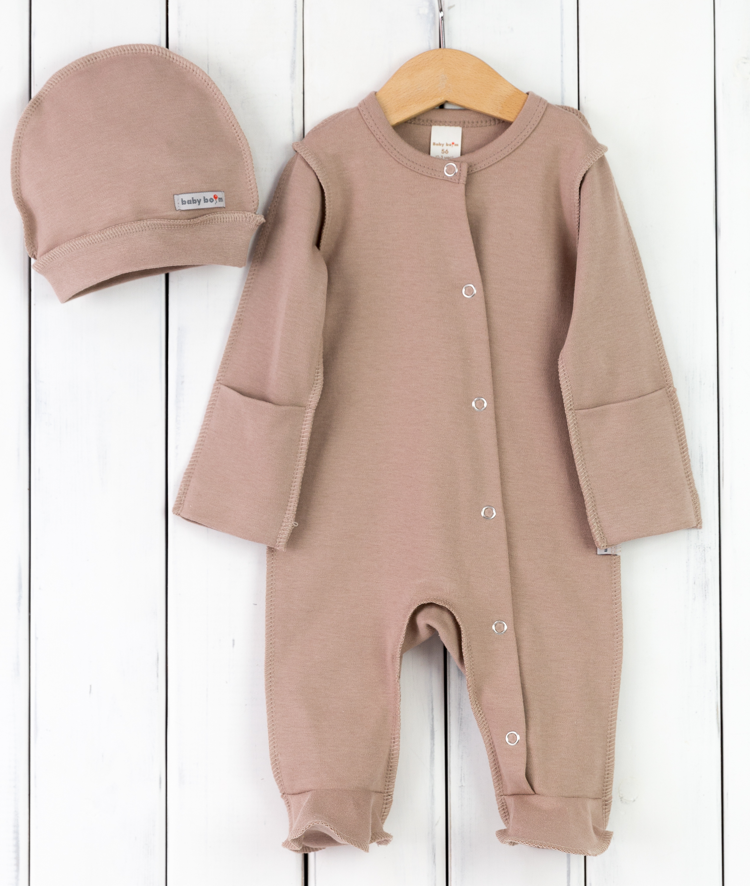 Комбинезон и шапочка Baby boom КН138/1-И Кофе - фото 1