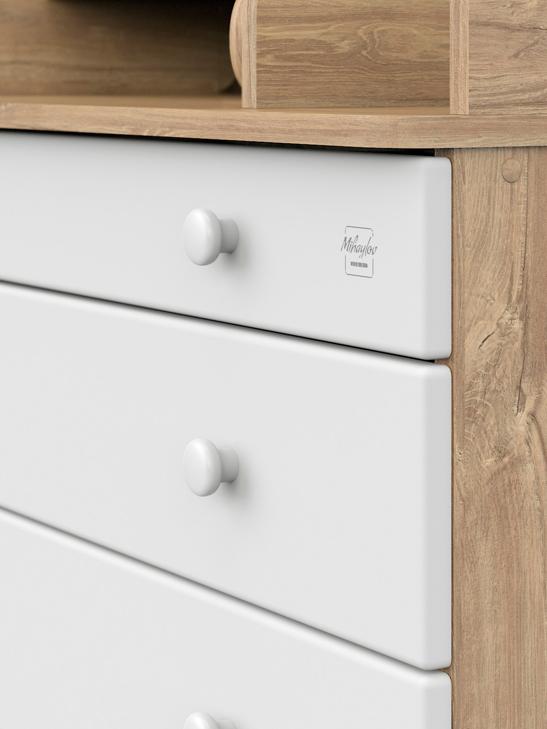 Комод пеленальный Aton MAKS 800/5 дуб канзас-белый (белый) - фото 8