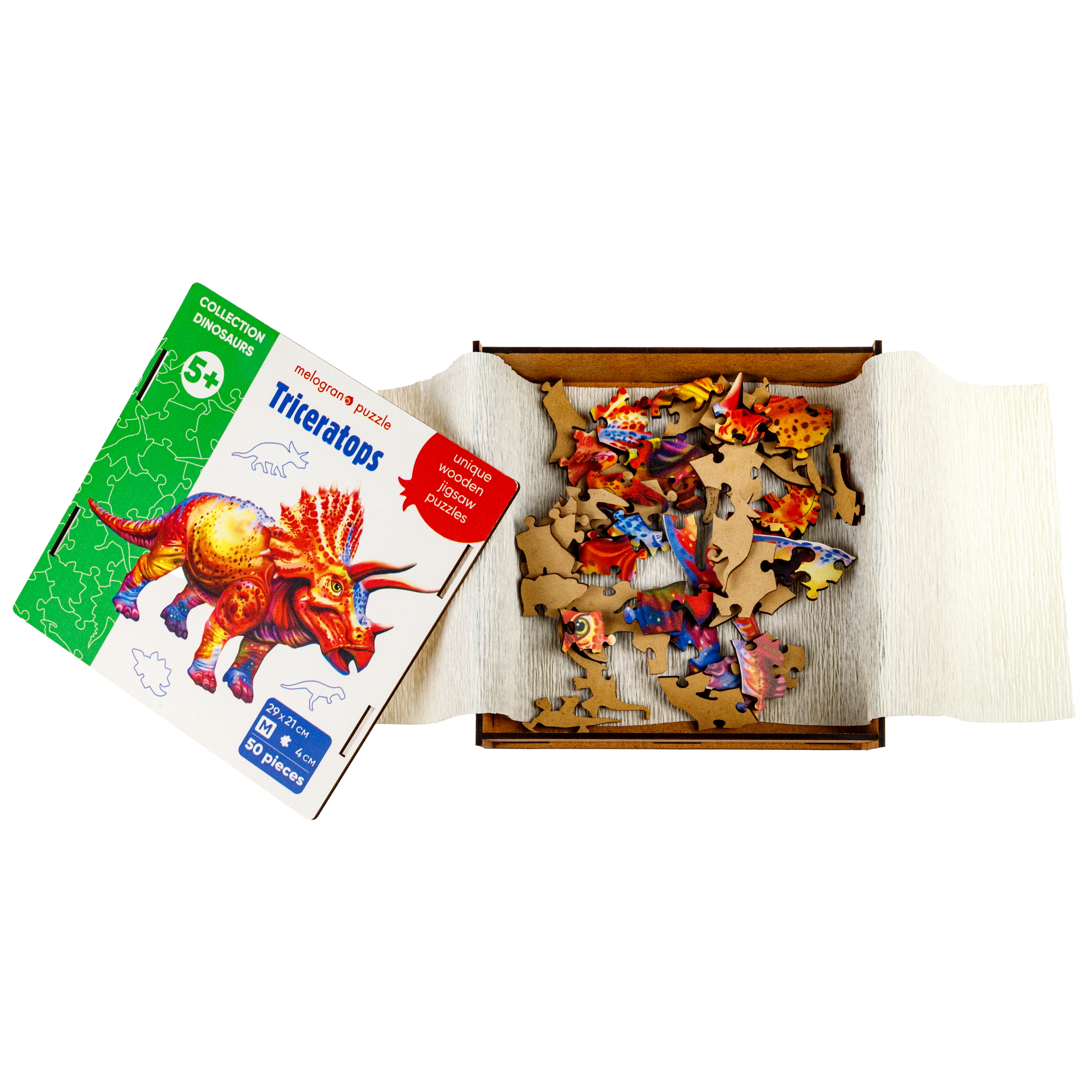 Пазл 1TOY динозавр Трицератопс деревянный - фото 4