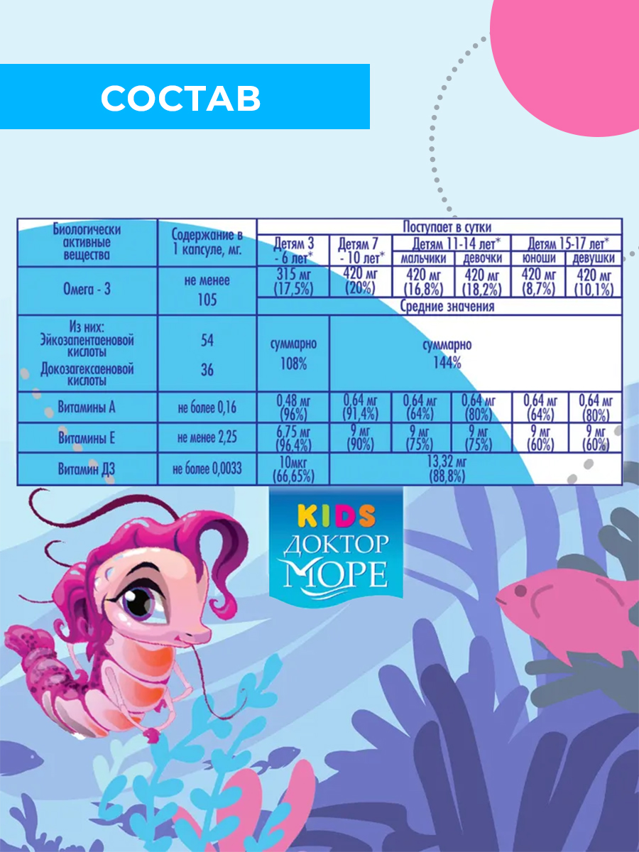 Детская омега-3 Доктор Море для детей от 3-х лет 120 жевательных капсул - фото 9