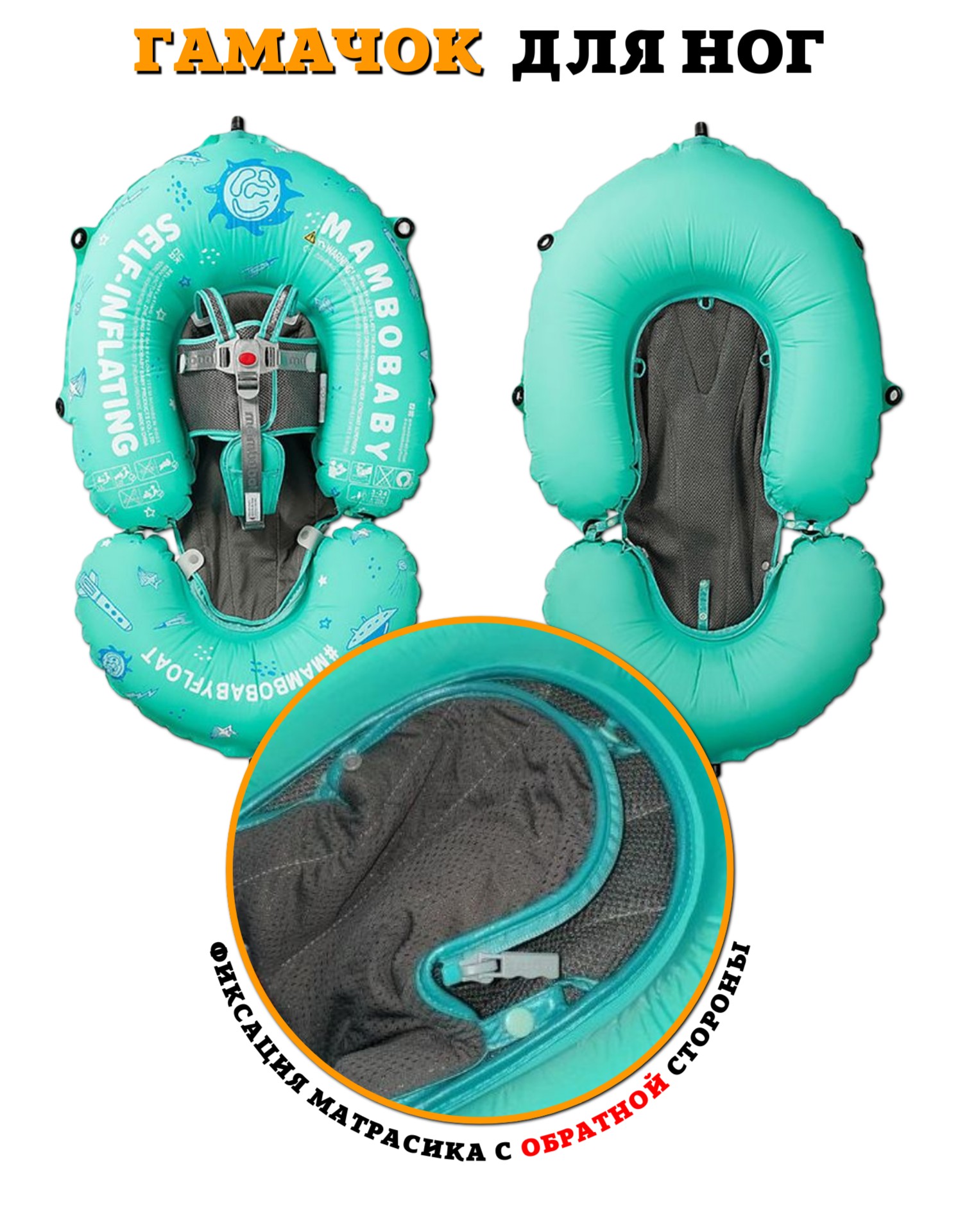 Круг для плавания детский Mambobaby с трусами и навесом 3-24 месяца - фото 7