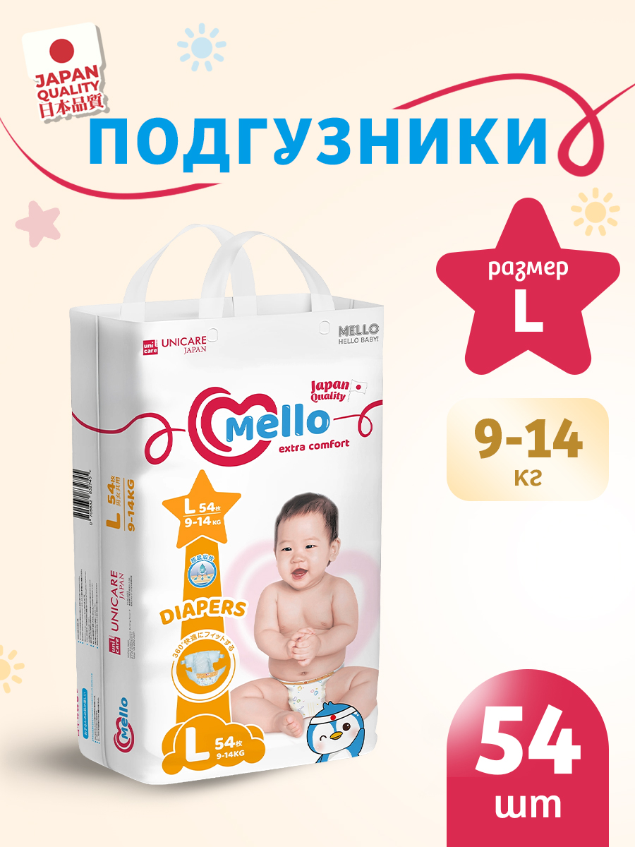 Подгузники MELLO Comfort 4 (9-14 кг) 54 шт. - фото 1
