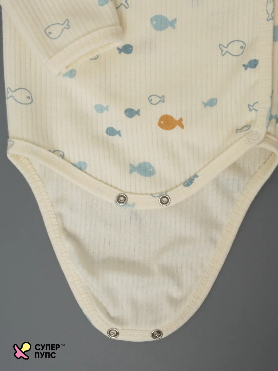 Боди 3 шт Супер Пупс нбр/3пр/бд/зап/голубыерыбки - фото 9