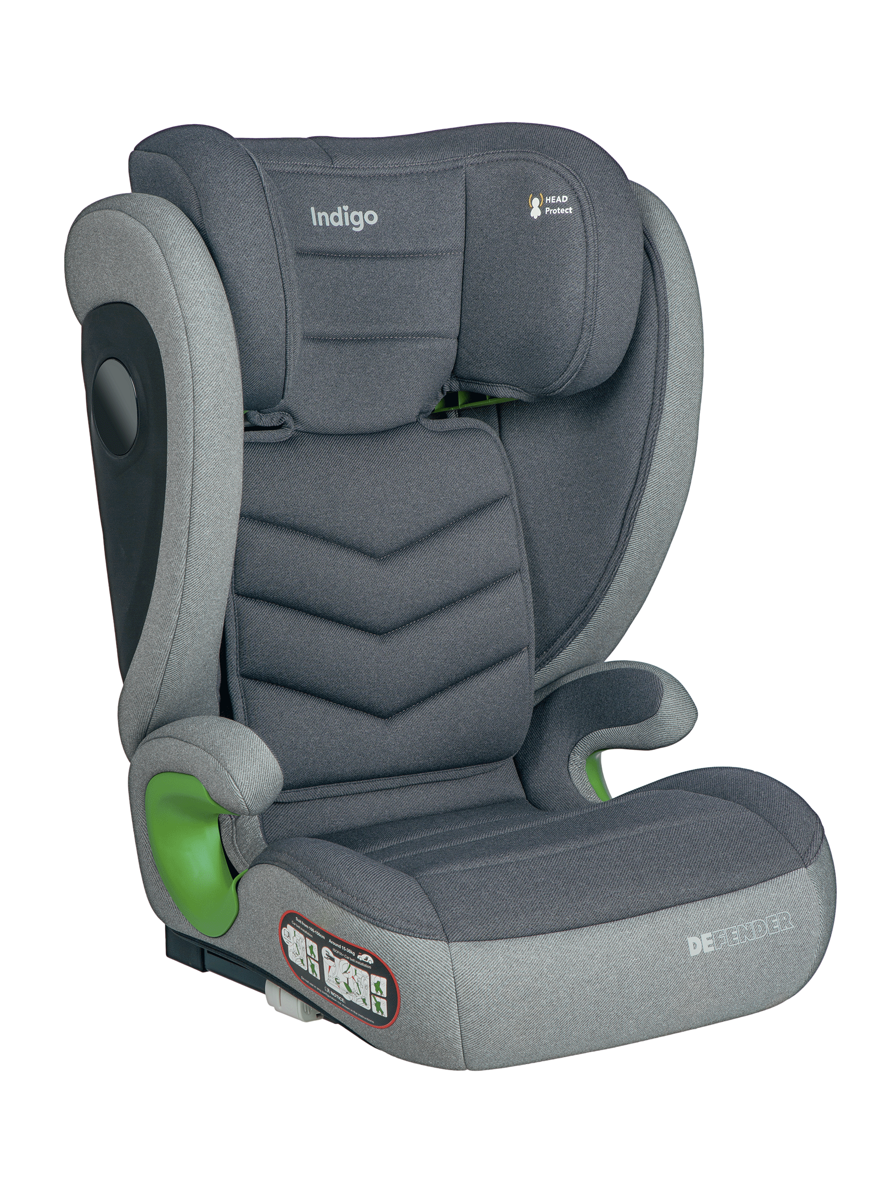 Автокресло Indigo DEFENDER, I-SIZE , темно-серый Isofix 2/3 (15-36 кг) серый - фото 13