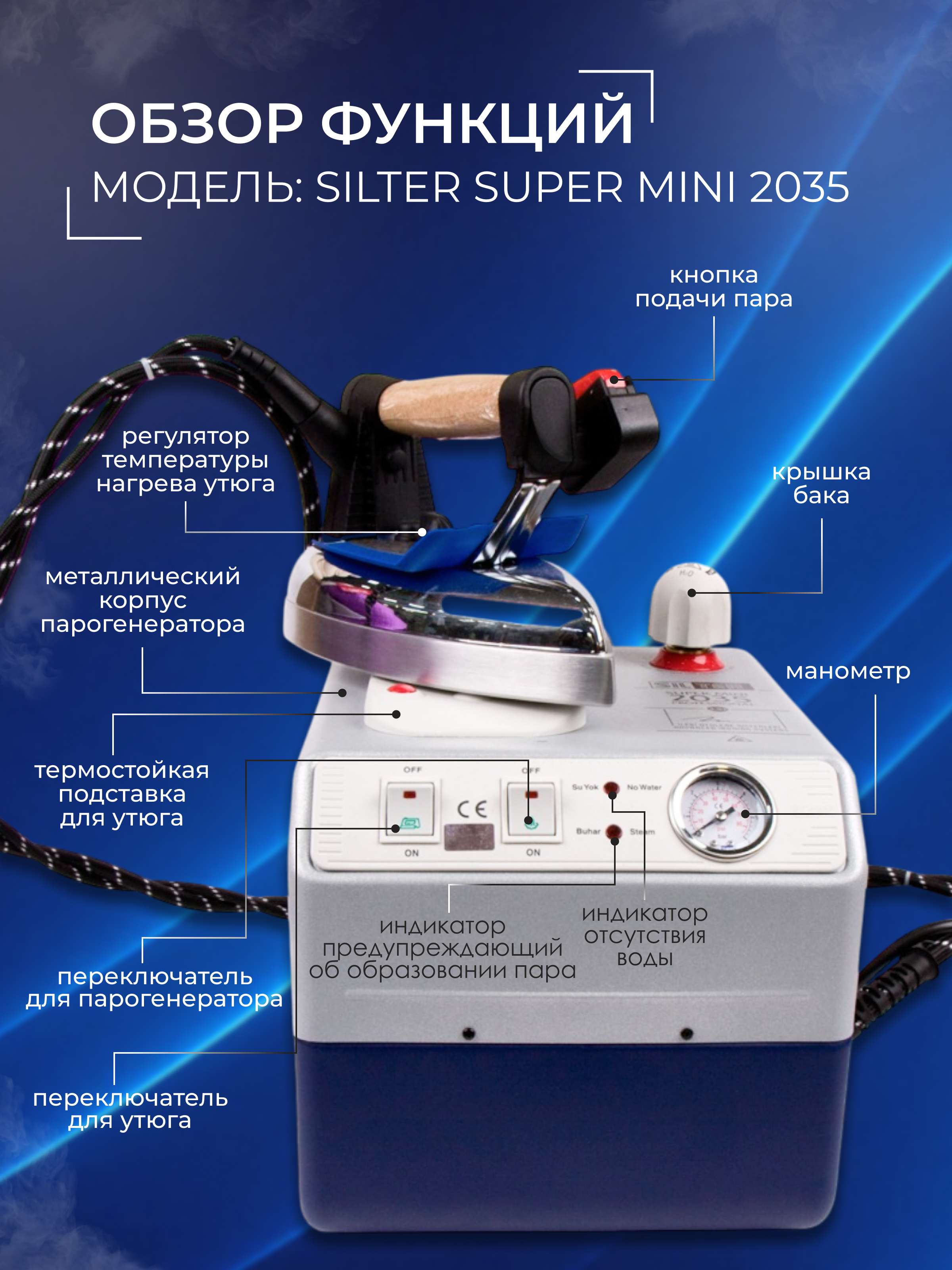 Парогенератор с утюгом Silter Super mini 2035-3,5 литра - фото 2