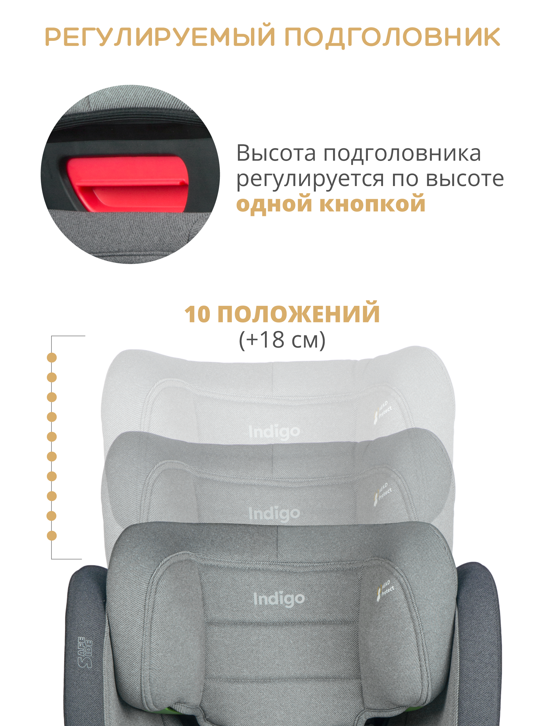 Автокресло Indigo DEFENDER, I-SIZE, светло-серый Isofix 2/3 (15-36 кг) - фото 11