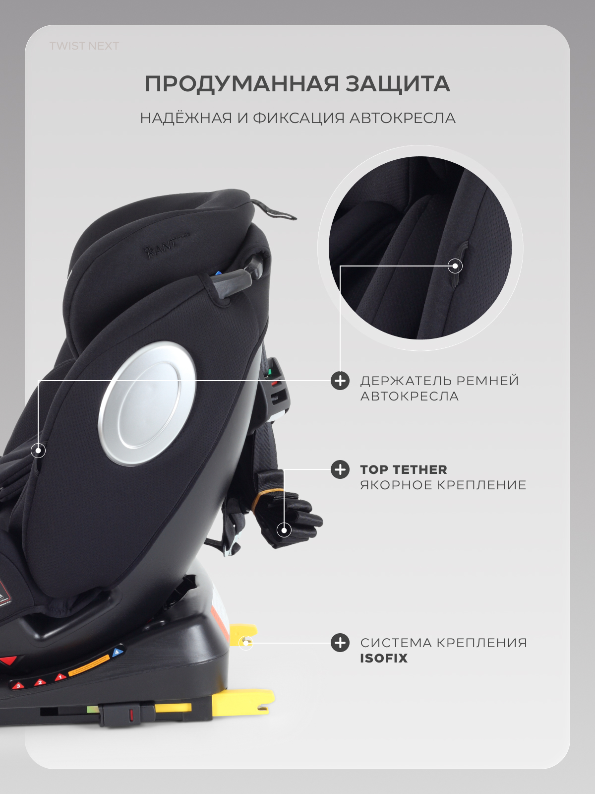 Автокресло Rant Basic Twist Isofix 0+/1/2/3 (0-36 кг) черный - фото 9