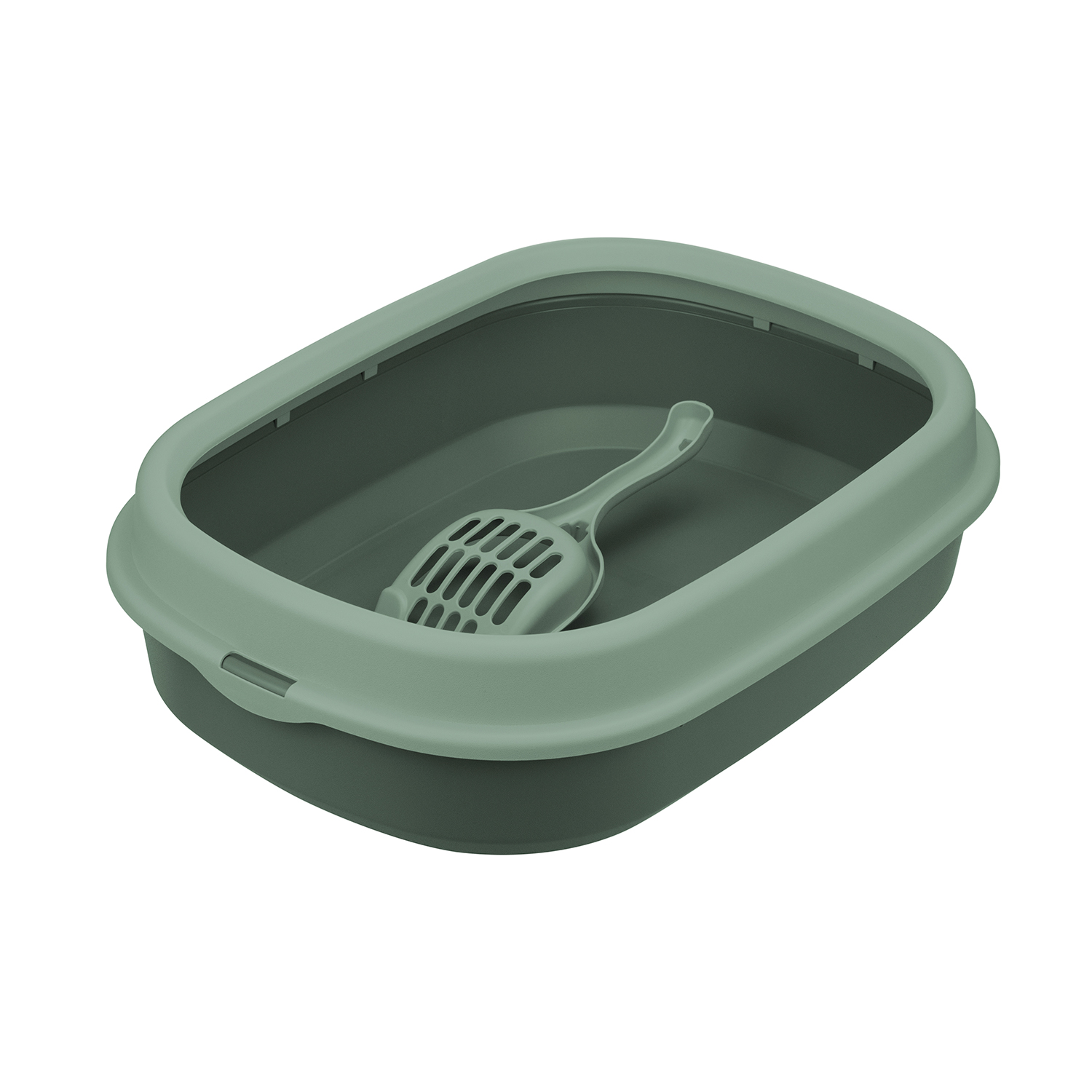 Туалет для кошек HOMECAT Frost Touch с низким бортом и совком нефритовый 48*35.5*13см - фото 1