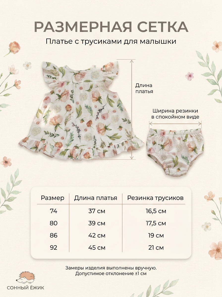 Платье и трусики Сонный ежик Платье_цветы - фото 7
