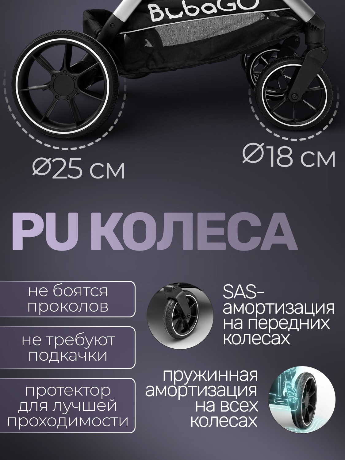 Коляска прогулочная для двойни Bubago Duo X лунный бежевый - фото 3