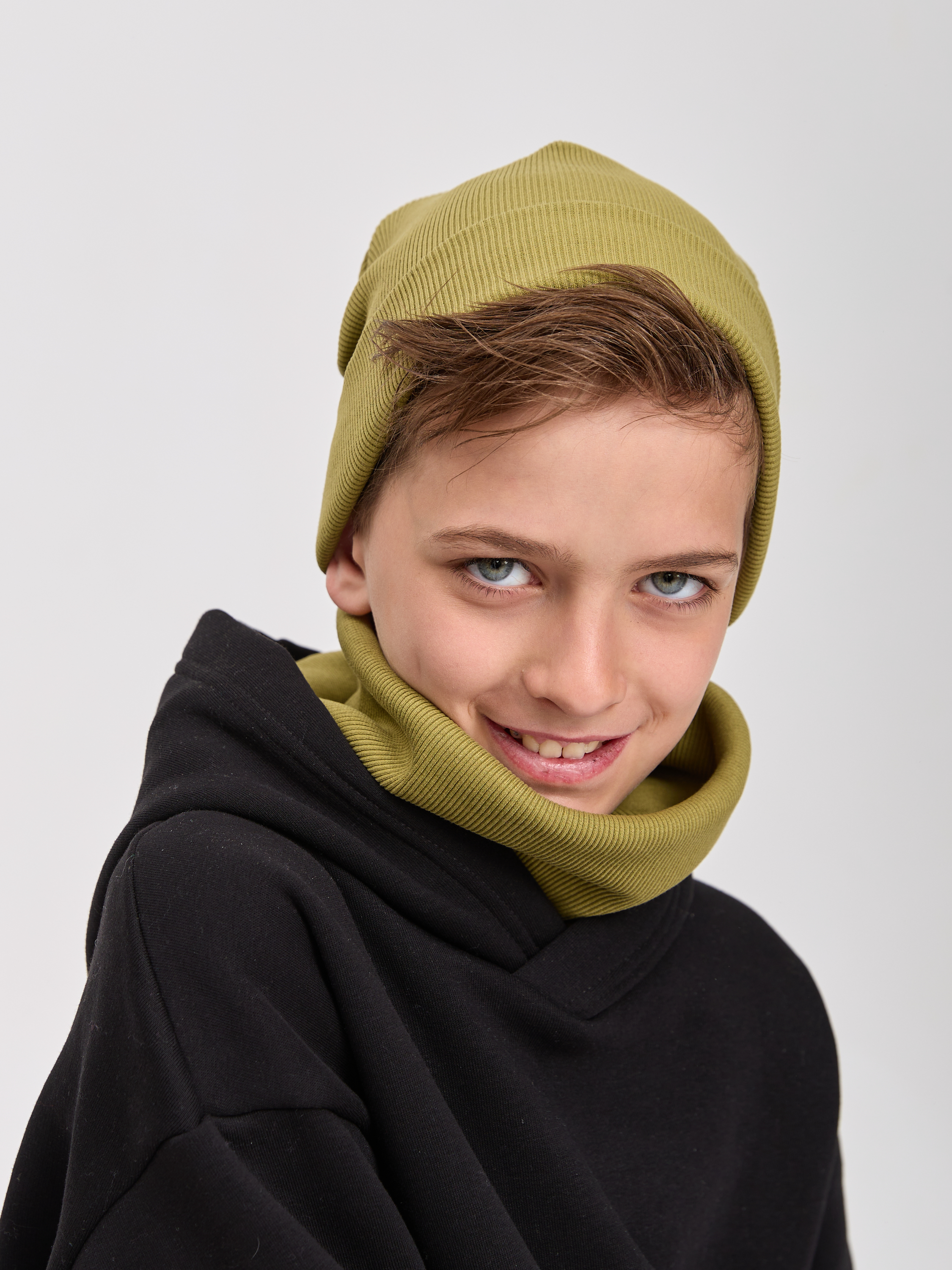 Шапка и снуд Лапушка 0258 хаки - фото 9