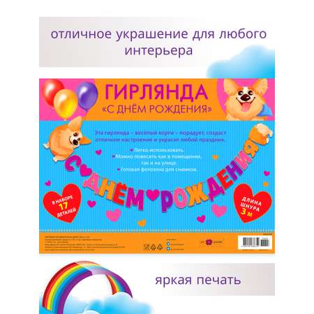 Гирлянда-растяжка Арт и Дизайн День Рождения