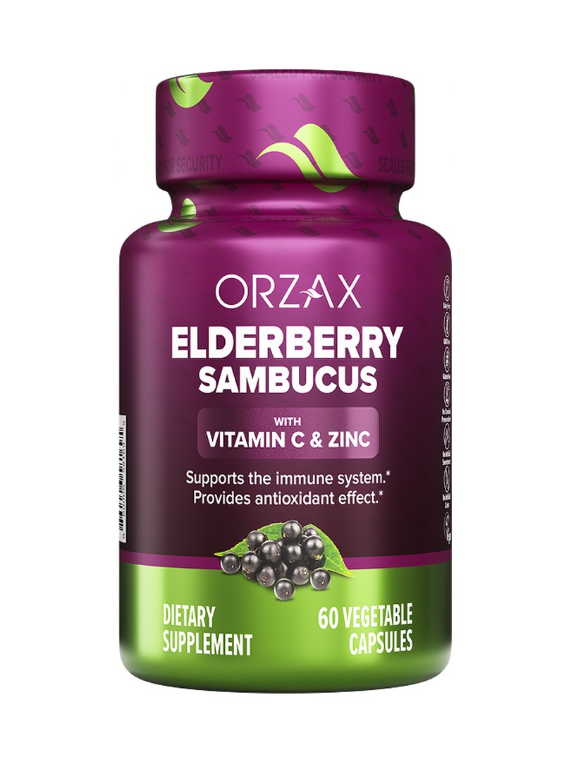 Черная бузина с витамином С и цинком ORZAX Elderberry 60 капсул - фото 1