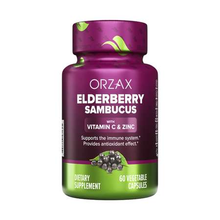 Черная бузина с витамином С и цинком ORZAX Elderberry 60 капсул