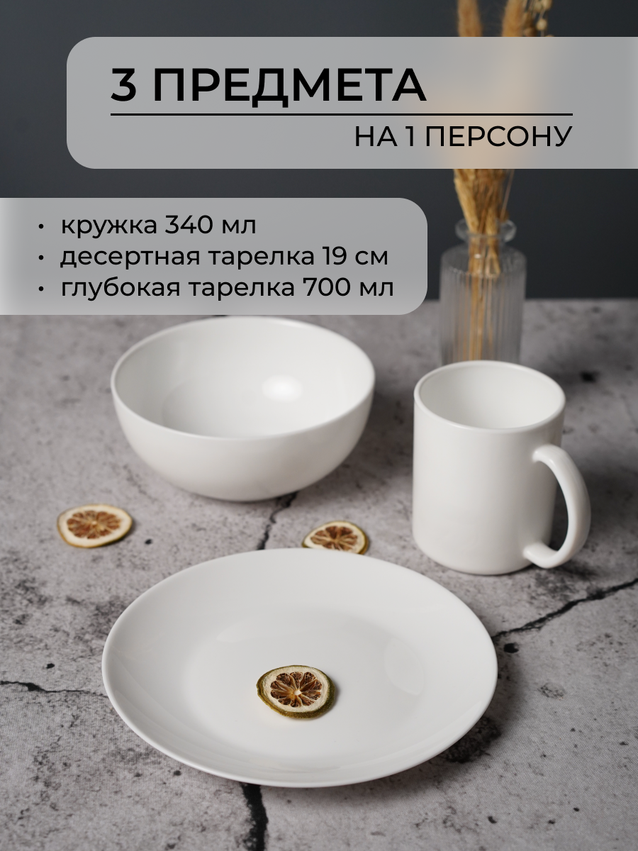 Столовый набор OLAFF для завтрака из стеклокерамика 3 предмета - фото 3