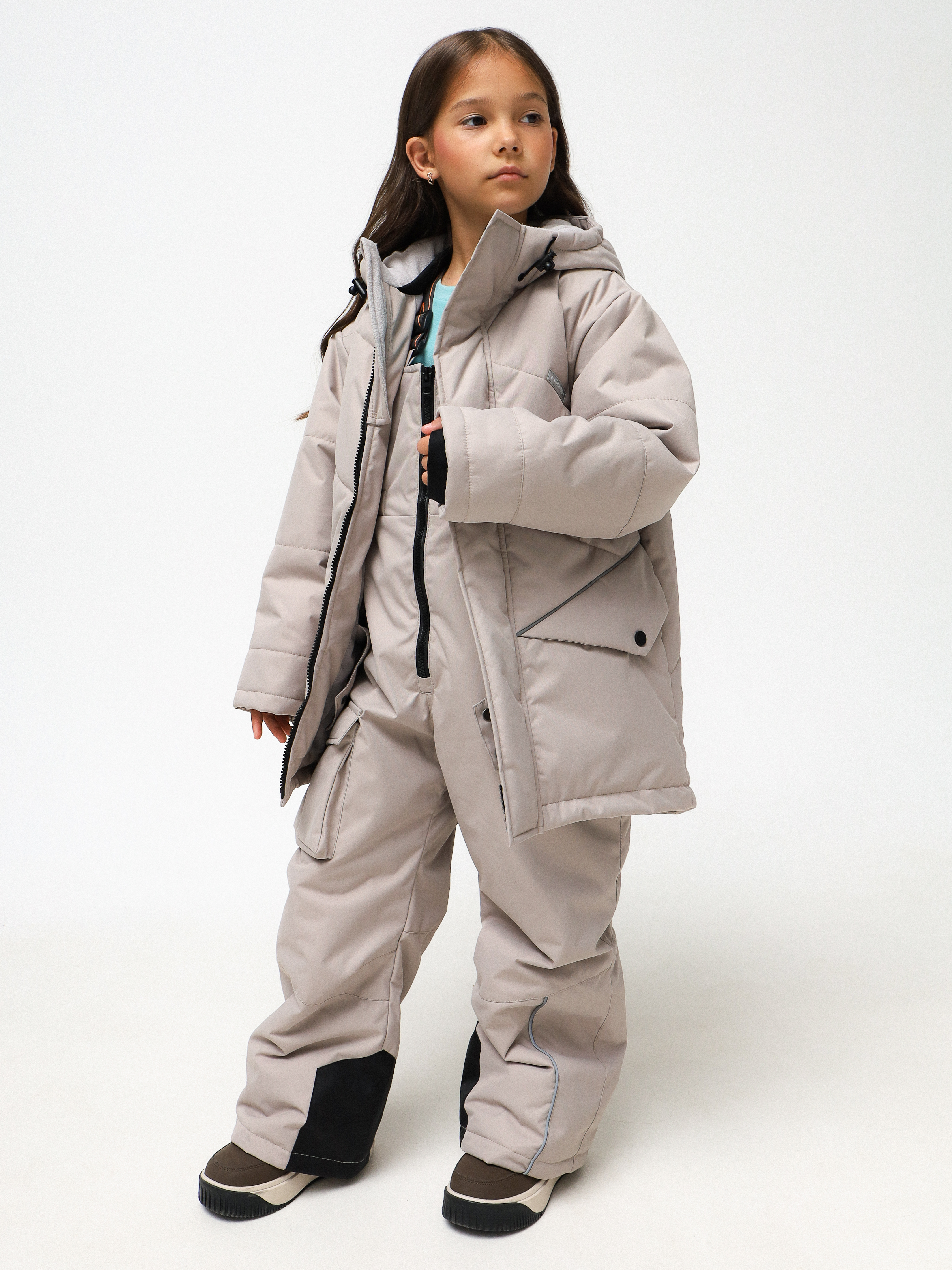 Куртка MINIDINO G-VO-Krt-143/0Куртка спортивная зимняя Асимметрия бежевая - фото 3