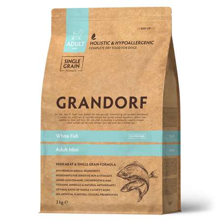 Корм для собак Grandorf Dog White Fish Mini белая рыба для собак мини пород 3кг