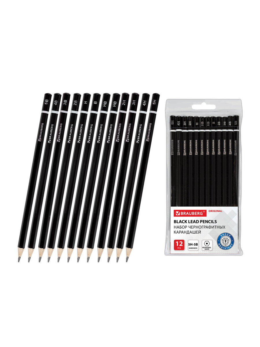 Карандаши чернографитные Brauberg 12 шт. - фото 10
