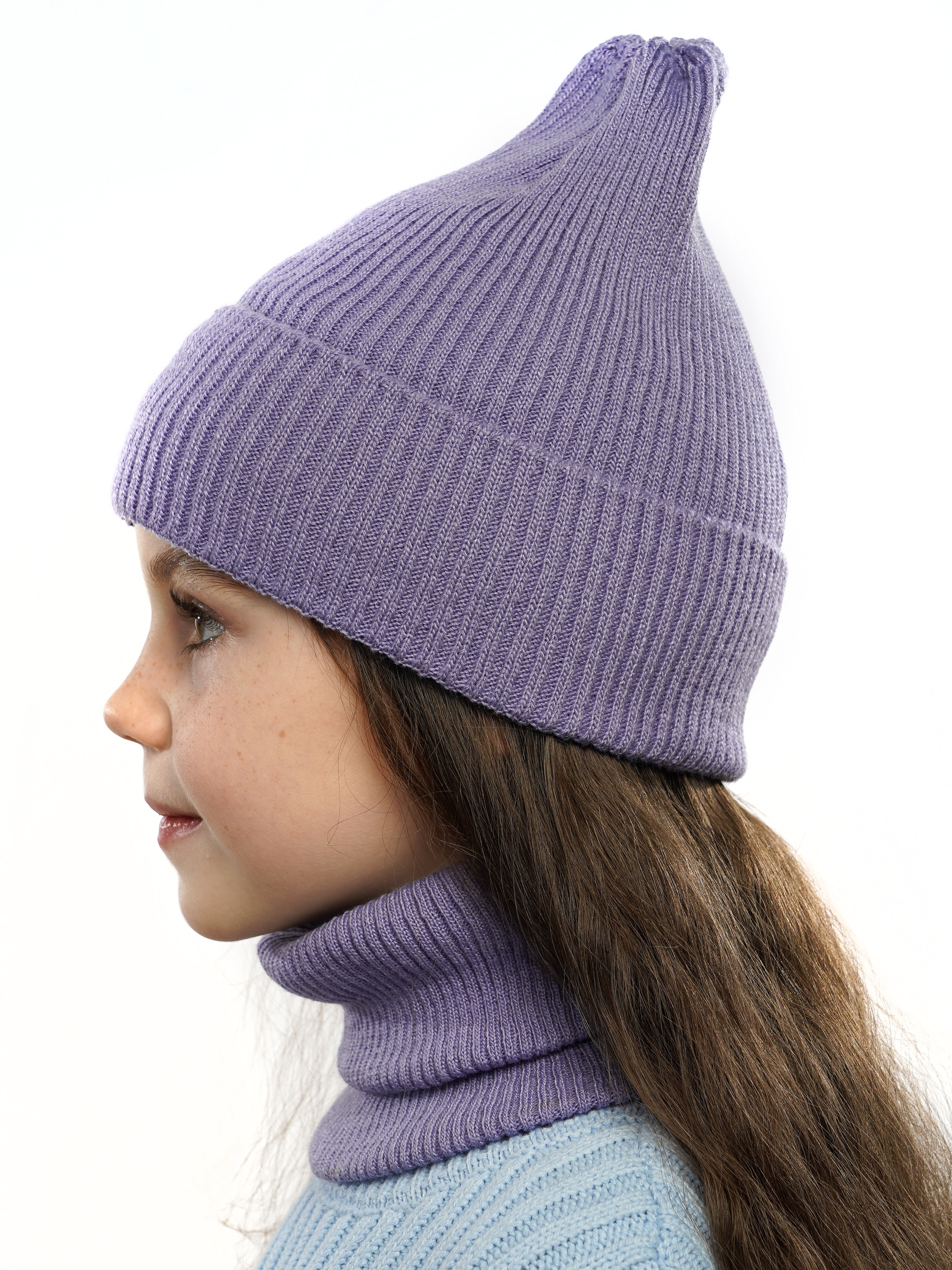 Шапка и снуд ПриКиндер U-Sp234140 Цвет: Сиреневый - фото 10