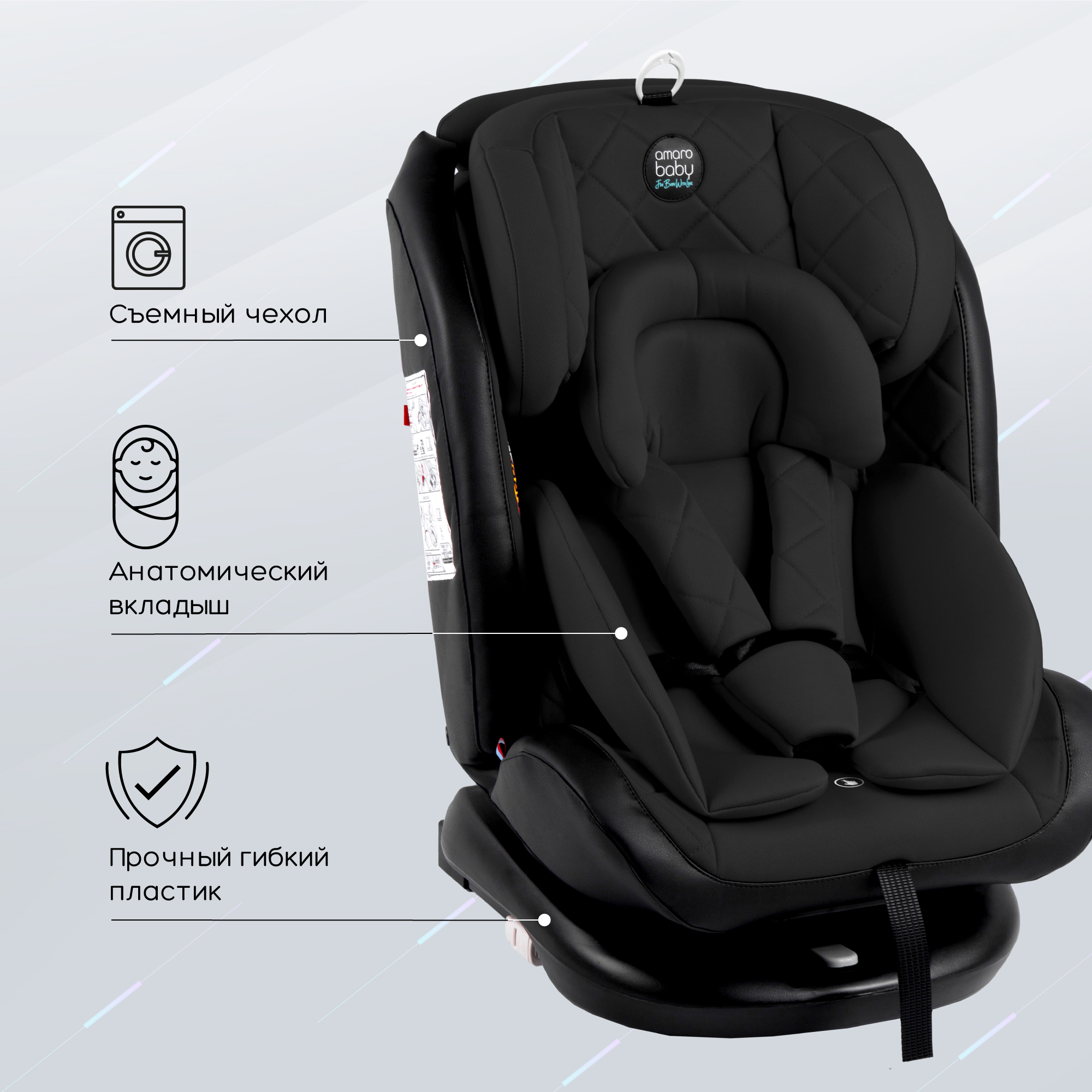 Автокресло Amarobaby Isofix 1/2/3 (9-36 кг) черный - фото 8