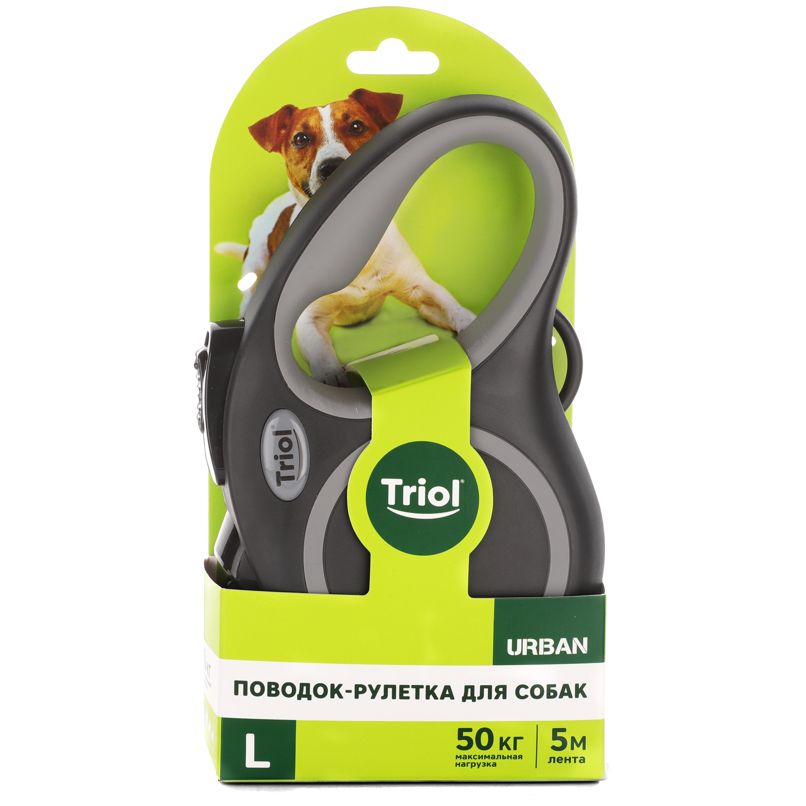 Поводок-рулетка для собак Triol Urban L 5м до 50кг лента Черный - фото 1