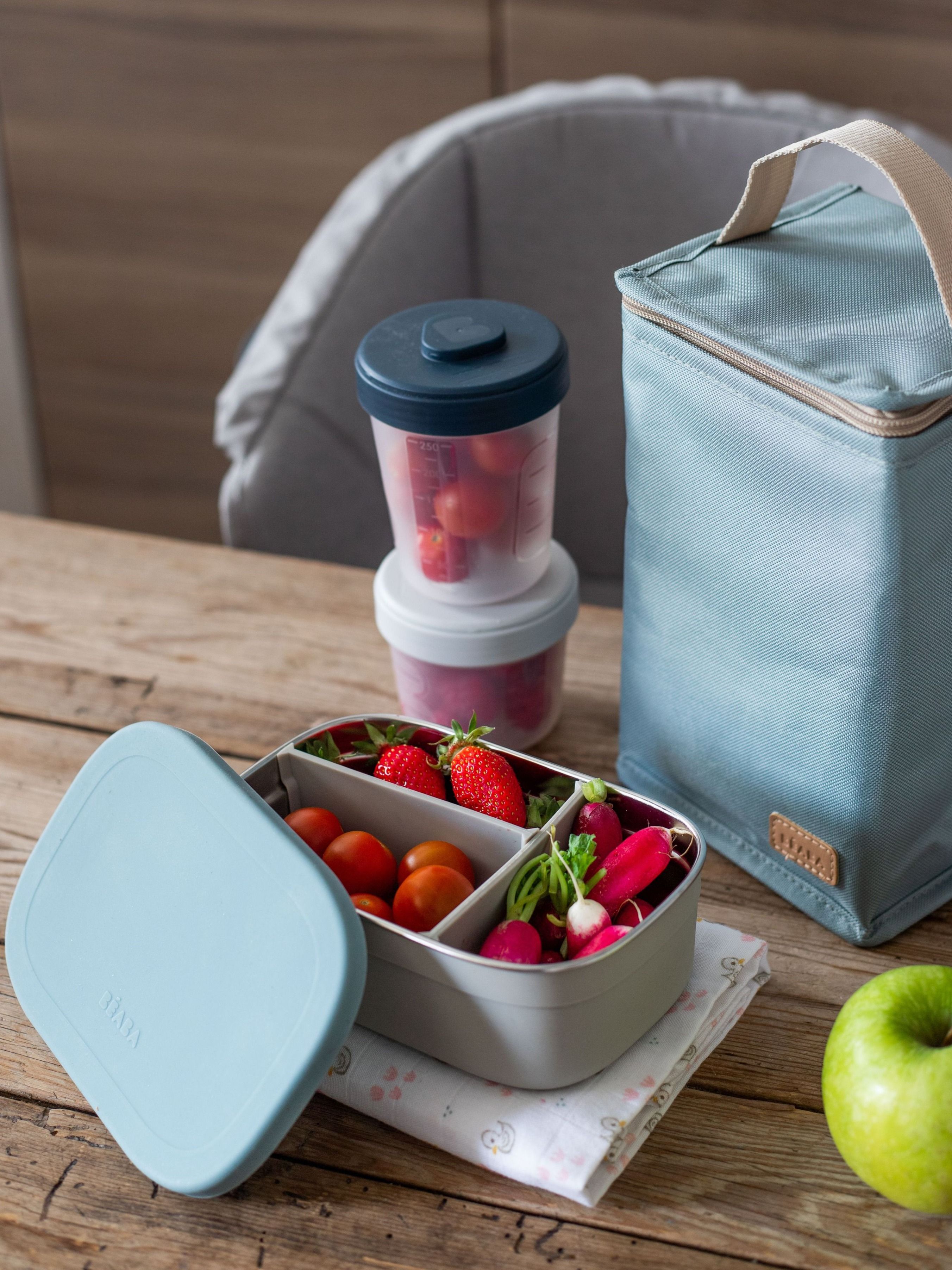 Ланч-бокс для еды детский BEABA 750 мл из нержавеющей стали и силикона голубой - фото 6