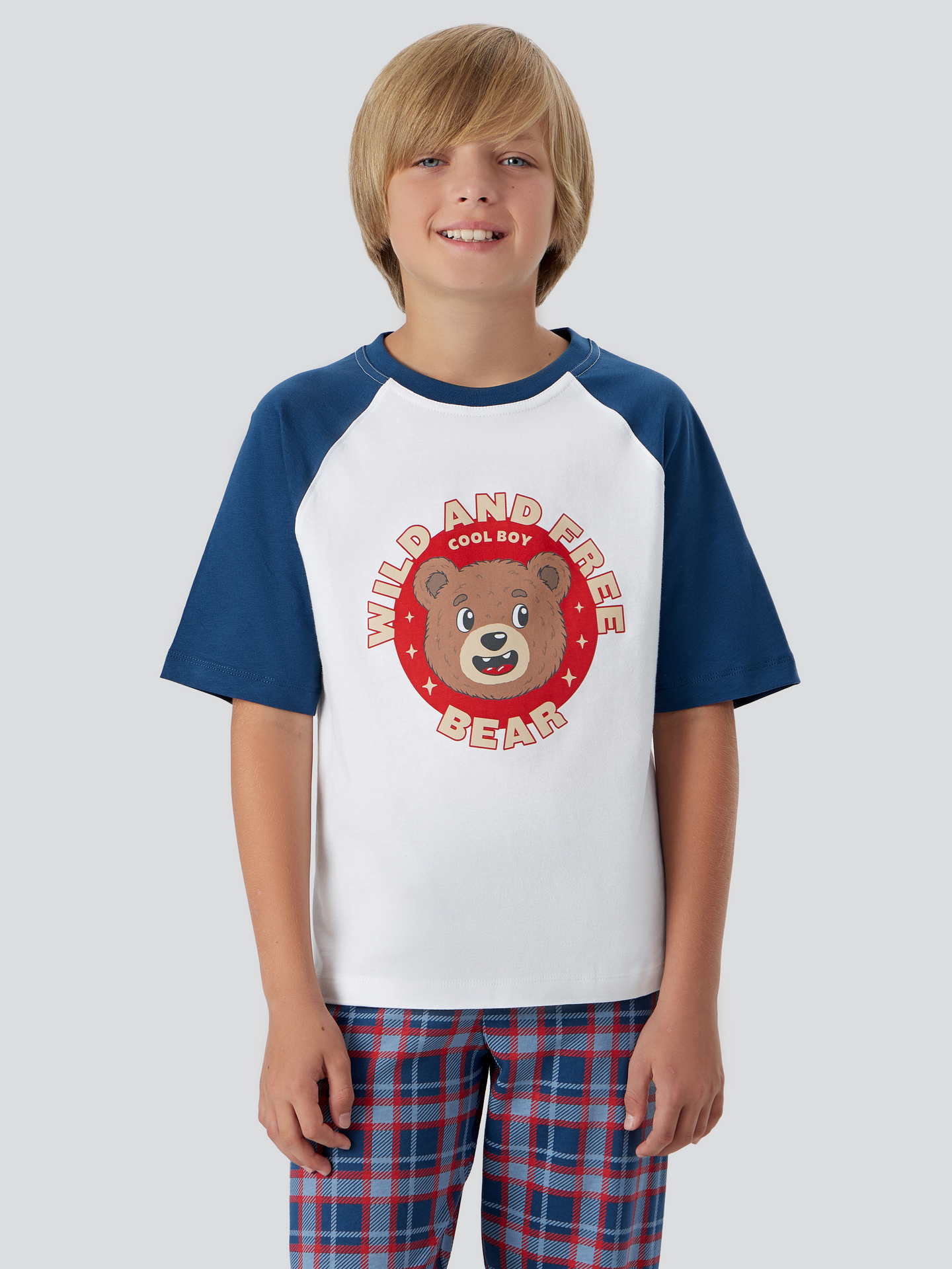 Пижама Mark Formelle (Марк Формэль) 563335/белый +красно -синяя клетка - фото 3