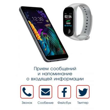 Фитнес-браслет BandRate Smart BRSM333PLBG с шагомером и секундомером