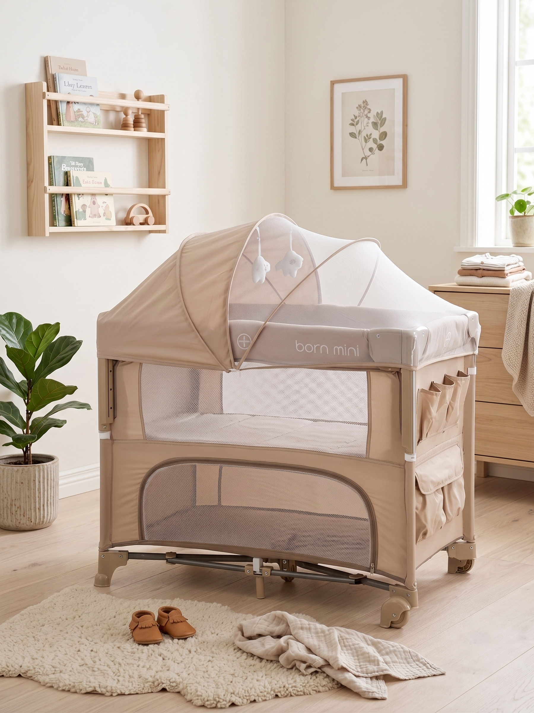 Манеж кровать Tomix Born mini бежевый PBM1/beige - фото 14