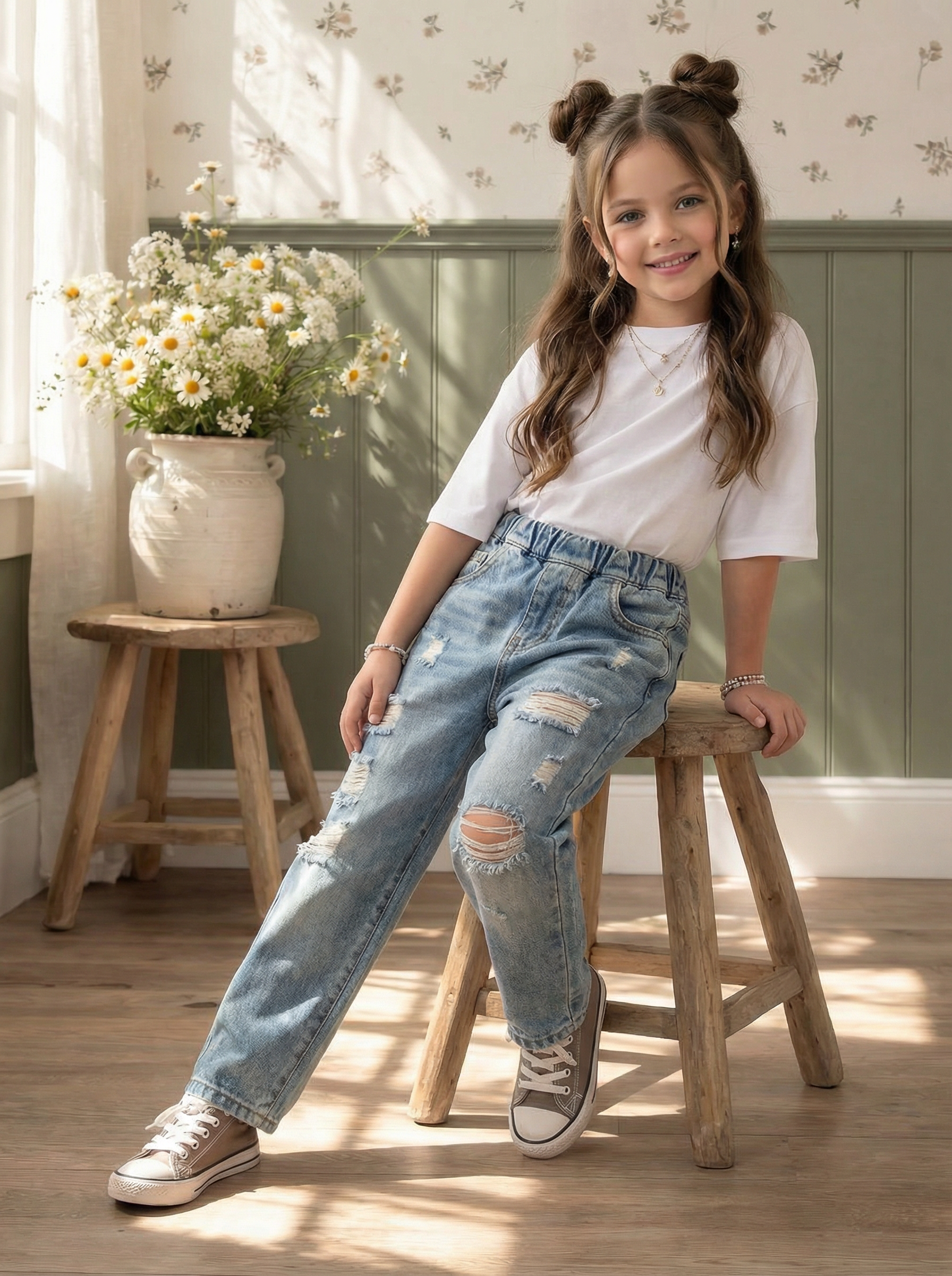 Джинсы Artcher kids Jeans0017Голубые_рваные - фото 3
