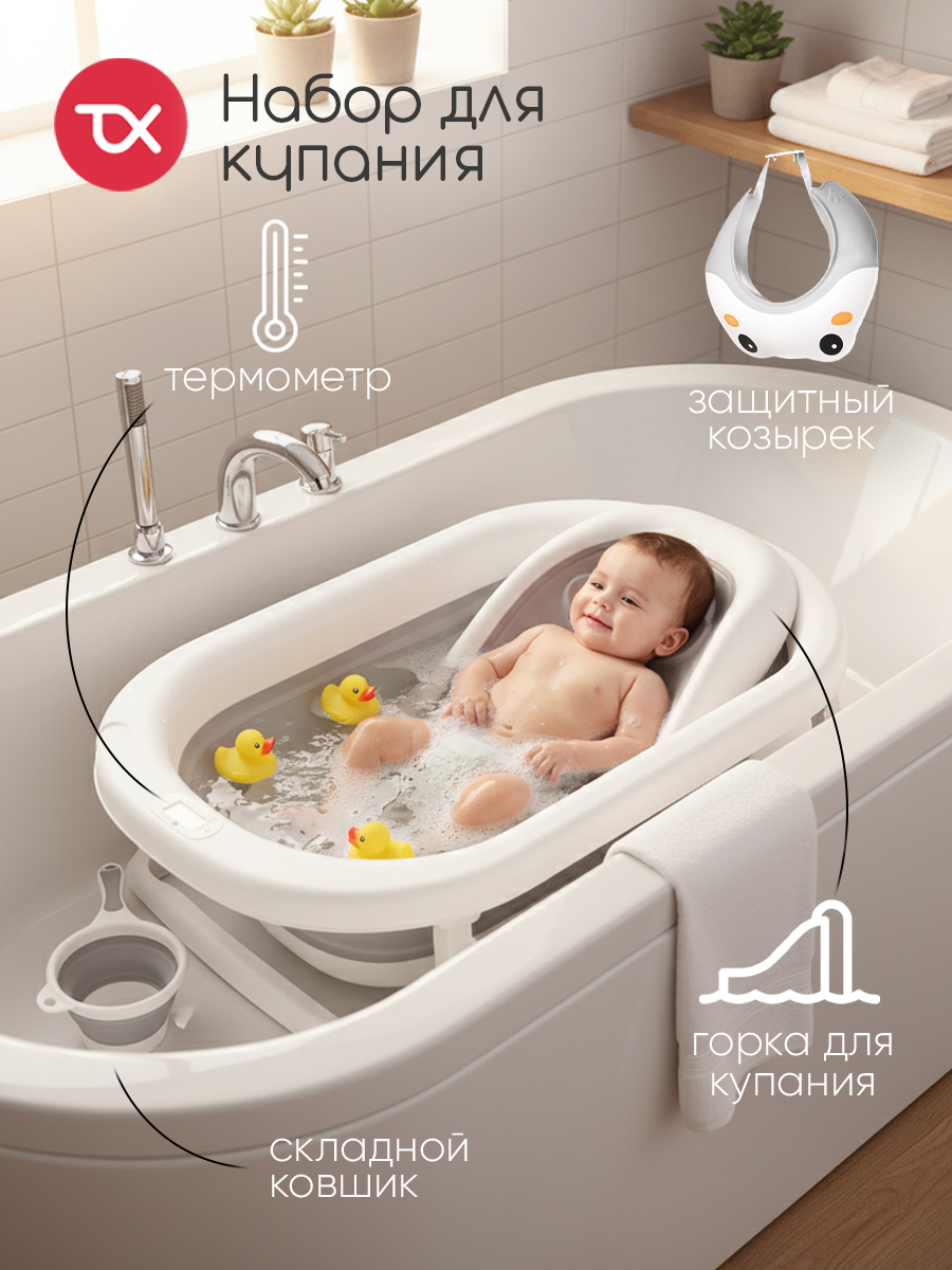 Ванночка Tomix BathKit складная серый - фото 1