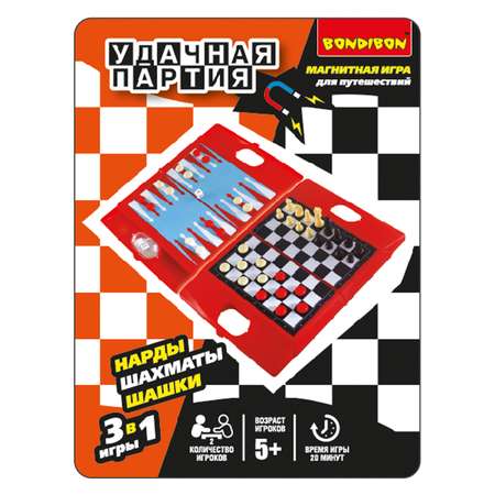 Настольная игра Bondibon 5+ Шахматы, шашки, нарды