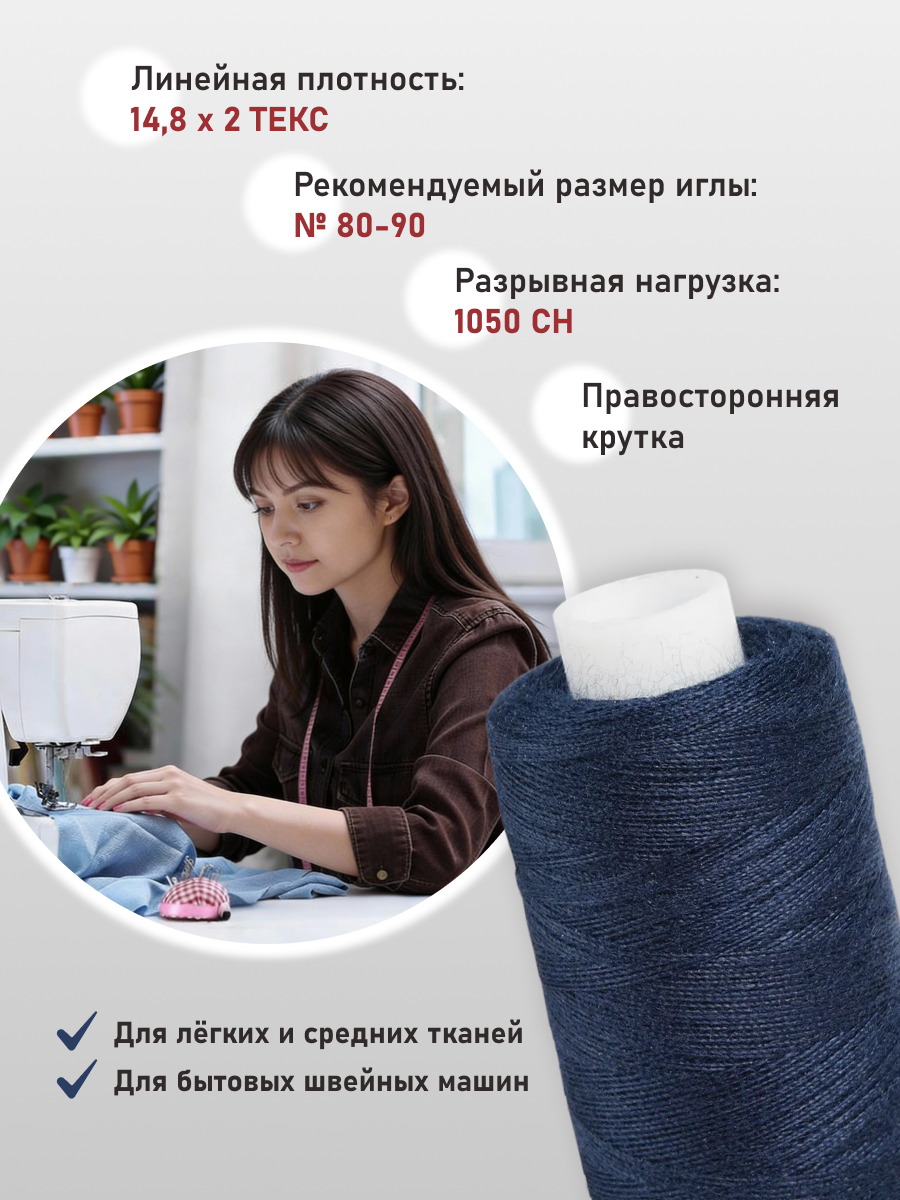 Нитки для шитья 40/2 Bestex 10шт цв 99 - фото 2
