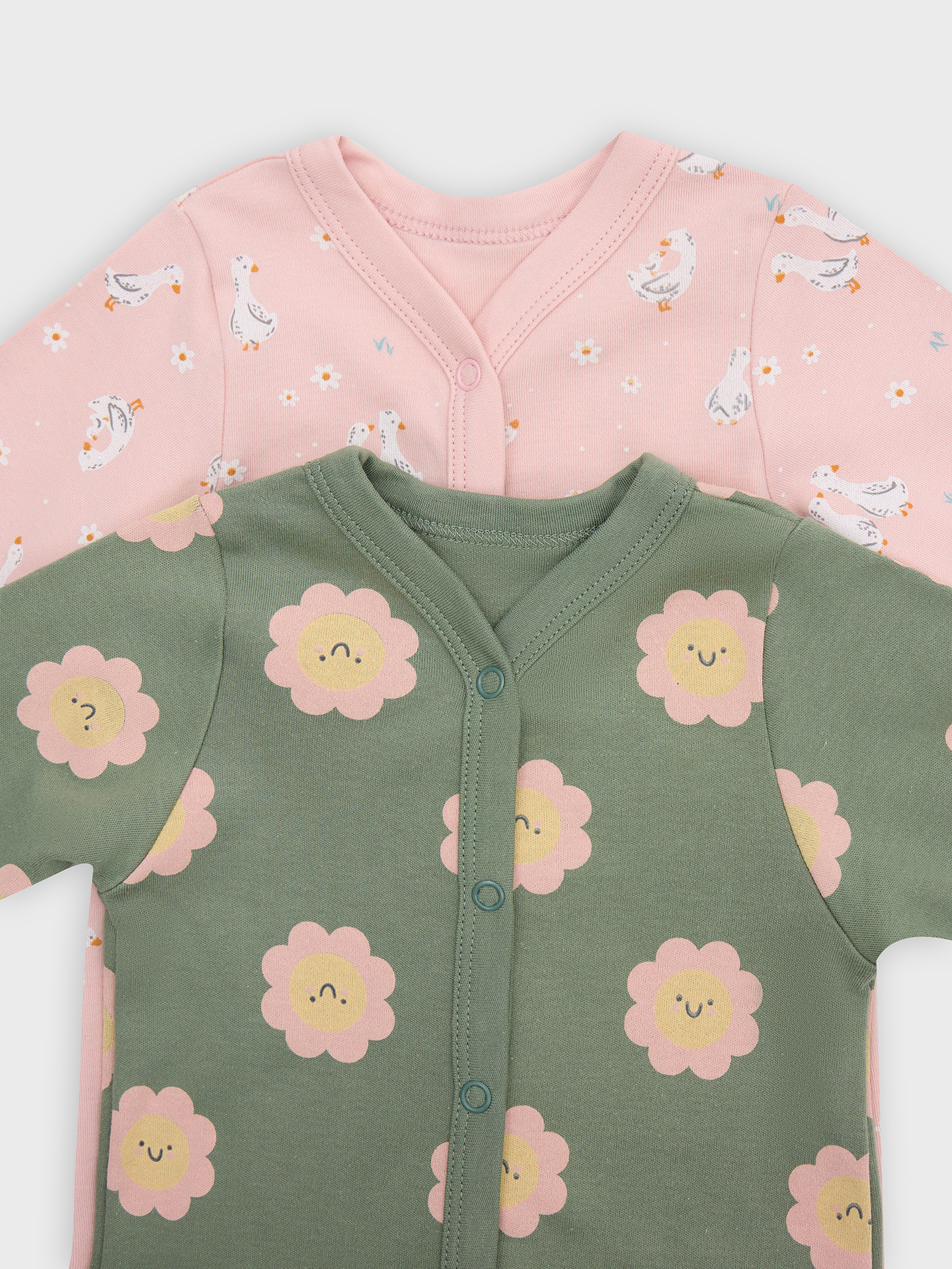 Комбинезон 2 шт Mark Formelle (Марк Формэль) 14005-2/уточки на св.розовом +цветы на зелени - фото 3