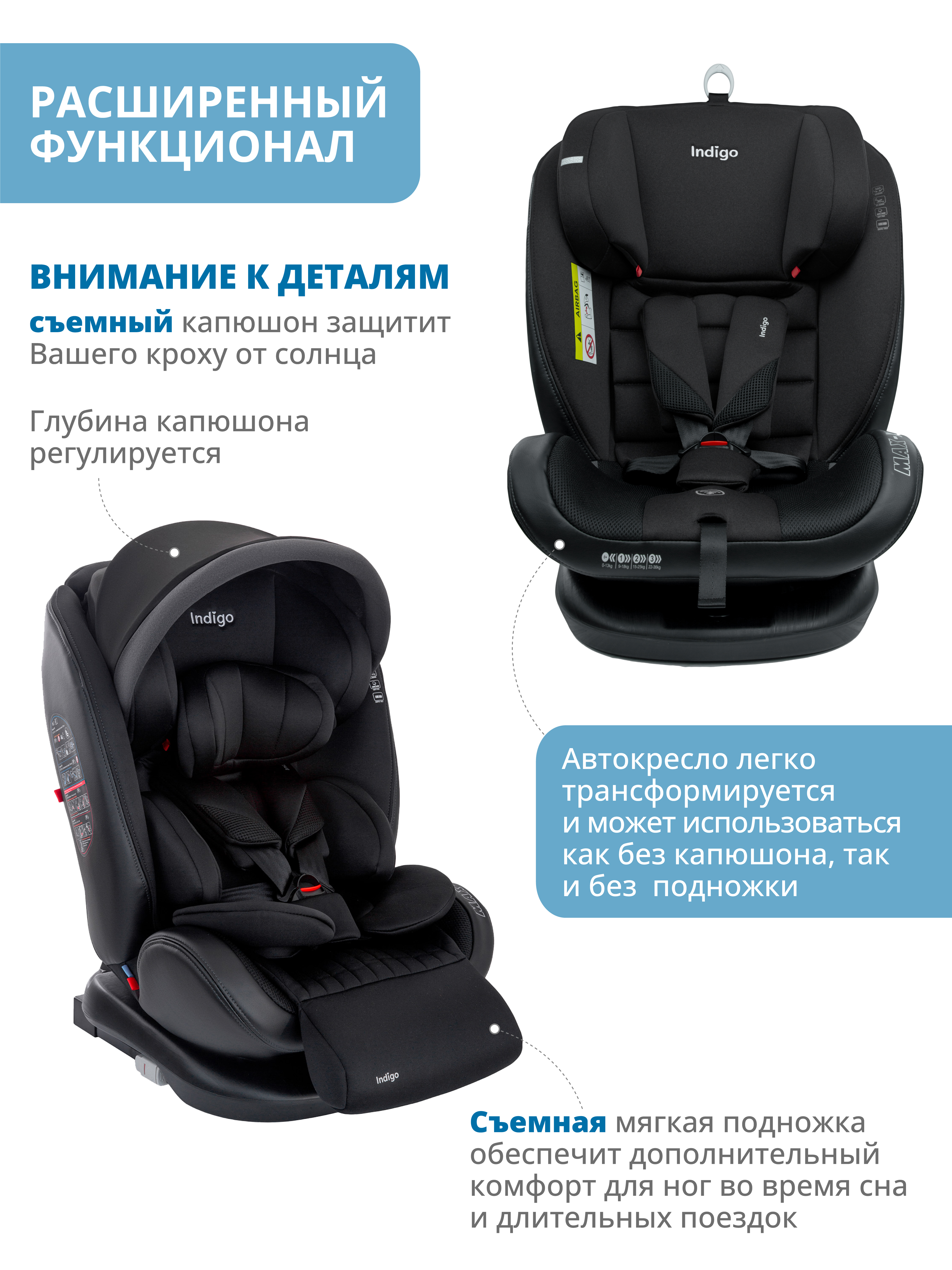 Автокресло Indigo MAX-X черный Isofix 0+/1/2/3 (0-36 кг) черный - фото 4