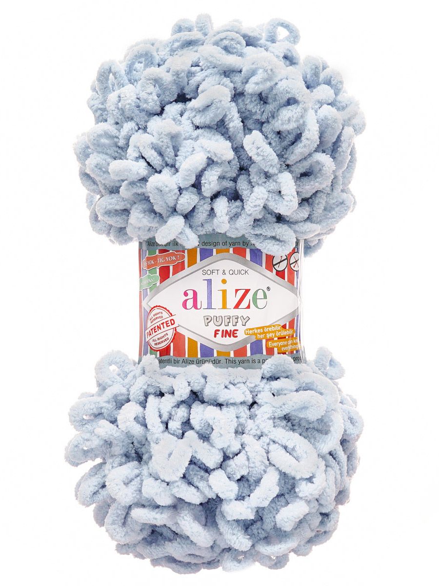 Пряжа для вязания Alize puffy fine 100 г 14.5 м микрополиэстер фантазийная мягкая 500 серый 5 мотков - фото 4