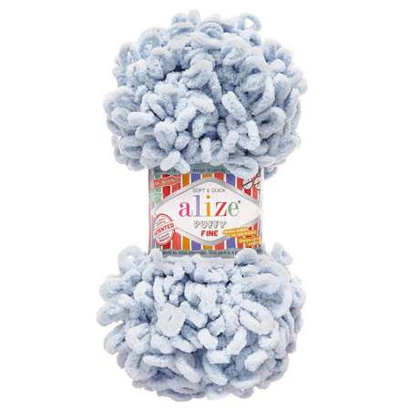 Пряжа для вязания Alize puffy fine 100 г 14.5 м микрополиэстер фантазийная мягкая 500 серый 5 мотков