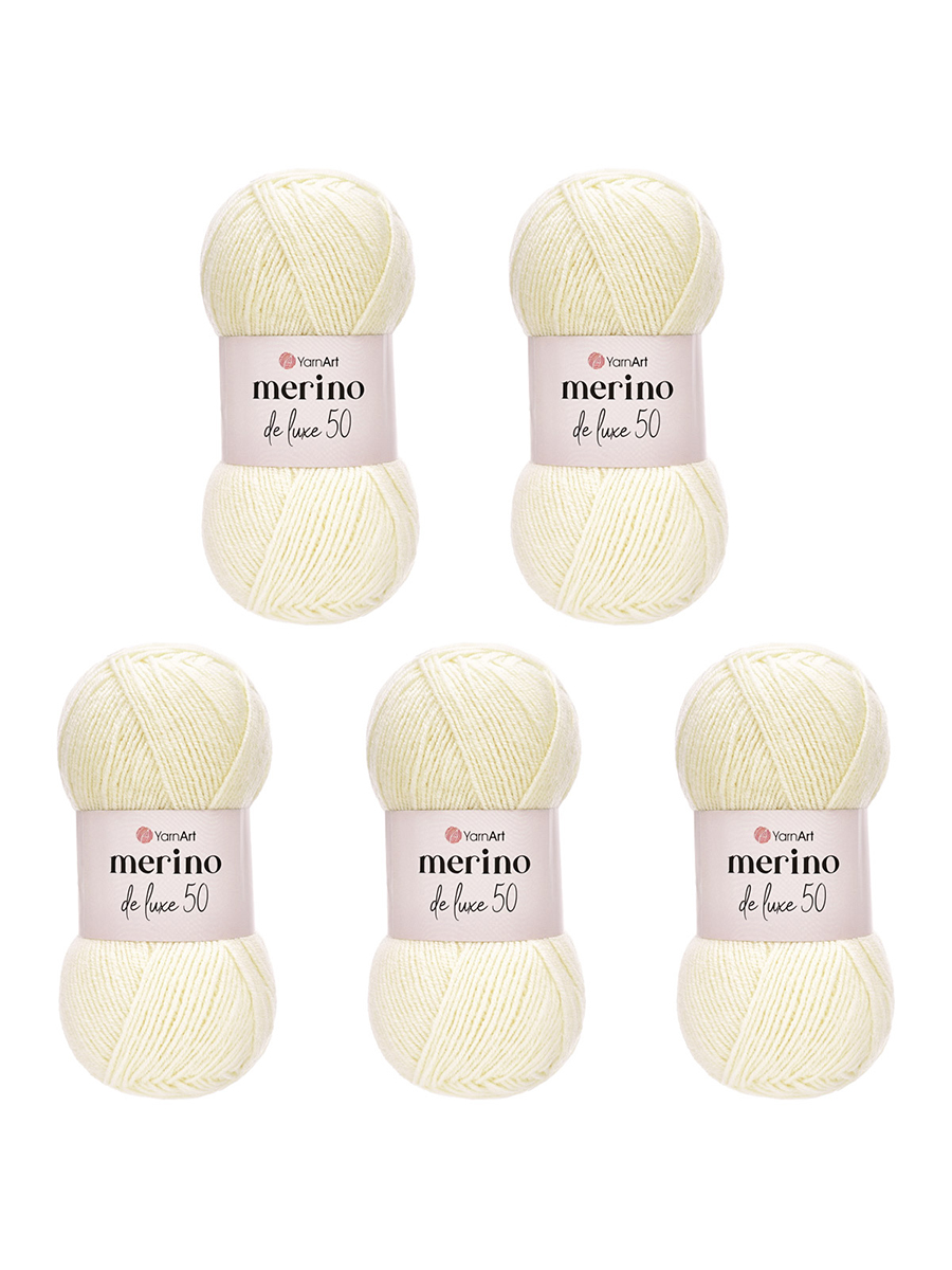 Пряжа YarnArt Merino de Lux полушерстяная 100 г 280 м 502 молочный 5 мотков - фото 5