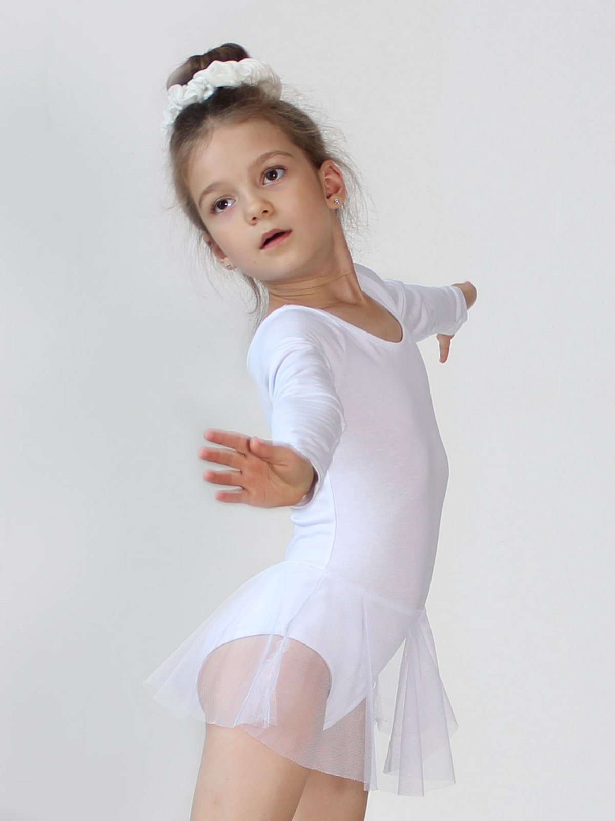 Купальник гимнастический STELLA MODA 26403_белый - фото 3