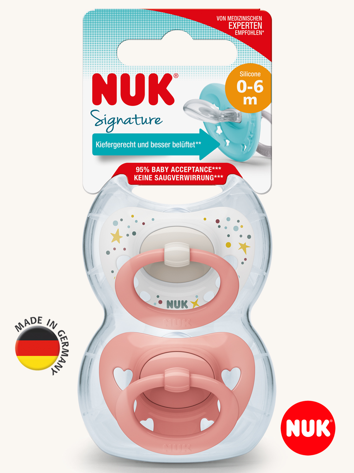 Пустышка Nuk силикон ортодонтическая от 0 мес. 2 шт. - фото 1