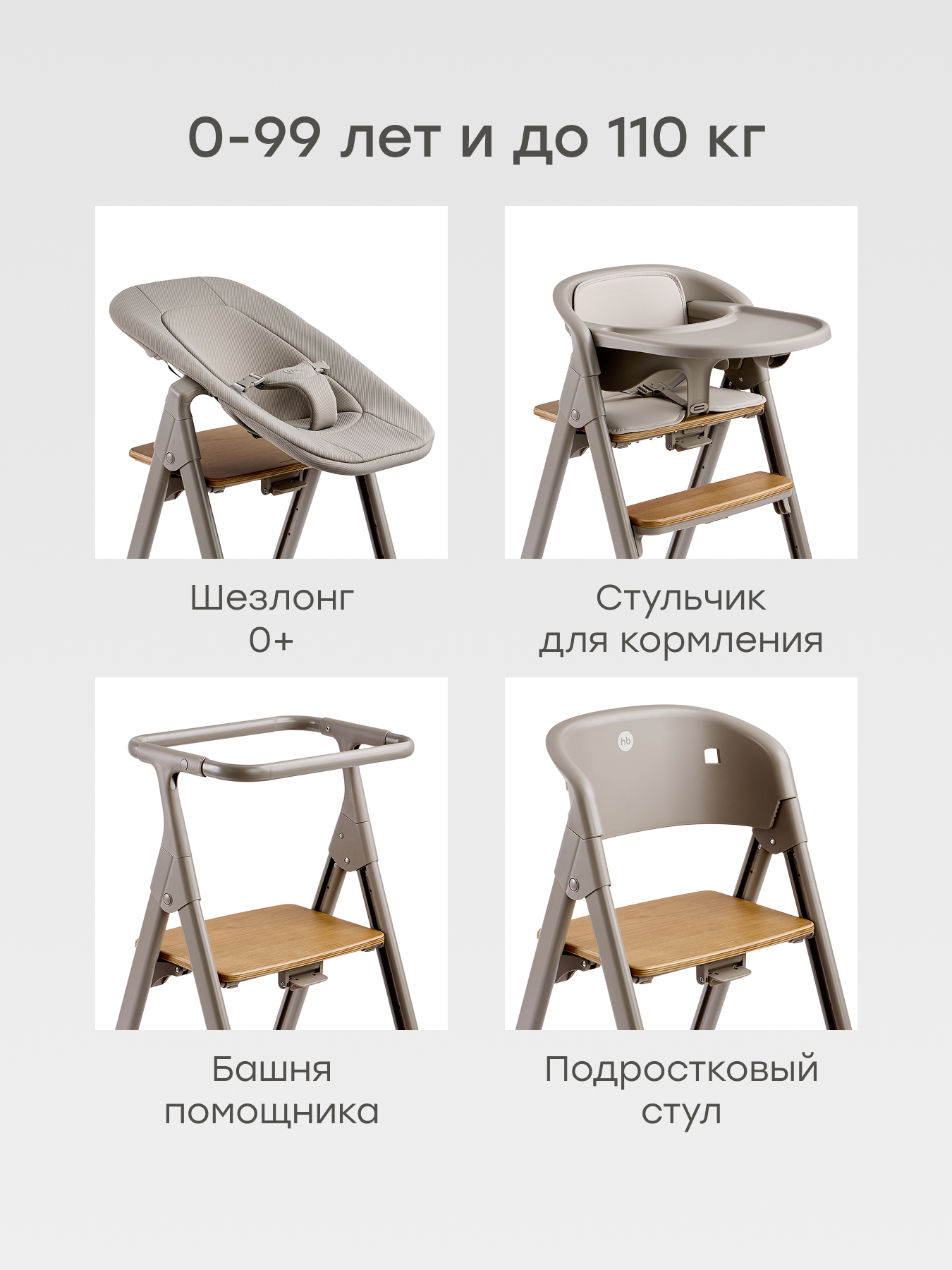 Стульчик для кормления Happy Baby Dorian шезлонг башня помощника серый - фото 2