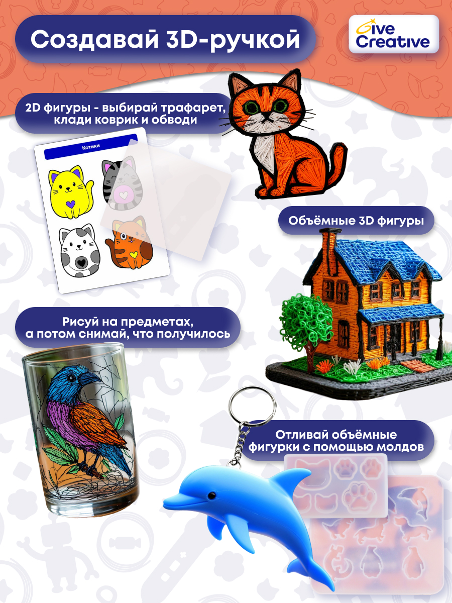 3D ручка Give Creative беспроводная в ассортименте - фото 7